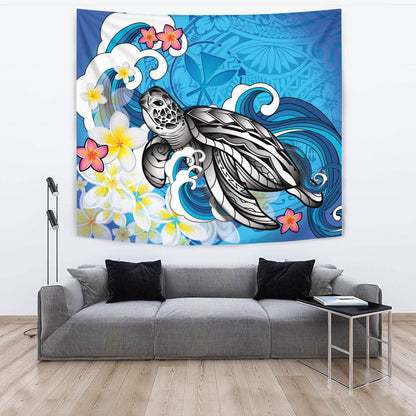 Hawaii Tapestry Turtle With Plumeria Flowers