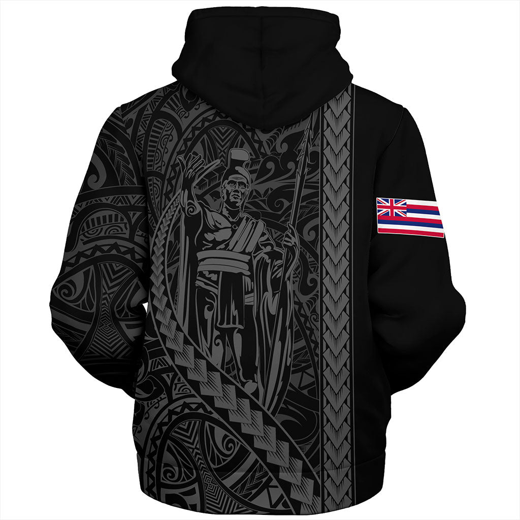 Hawaii Sherpa Hoodie Tribal Polynesian King Kamehameha