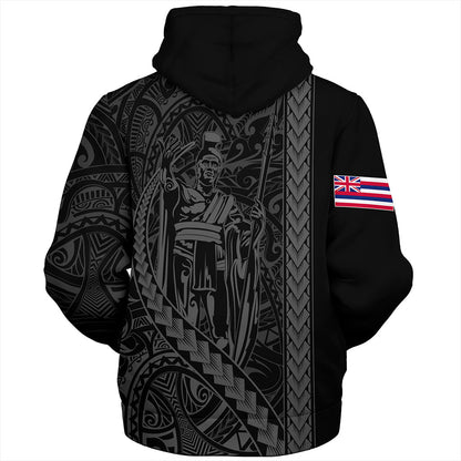Hawaii Sherpa Hoodie Tribal Polynesian King Kamehameha