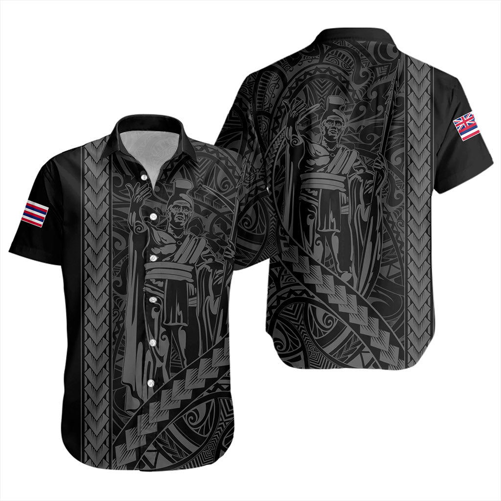 Hawaii Short Sleeve Shirt Tribal Polynesian King Kamehameha
