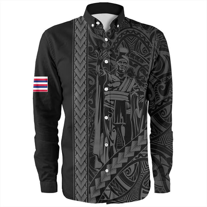 Hawaii Long Sleeve Shirt Tribal Polynesian King Kamehameha