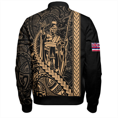 Hawaii Bomber Jacket Tribal Polynesian King Kamehameha