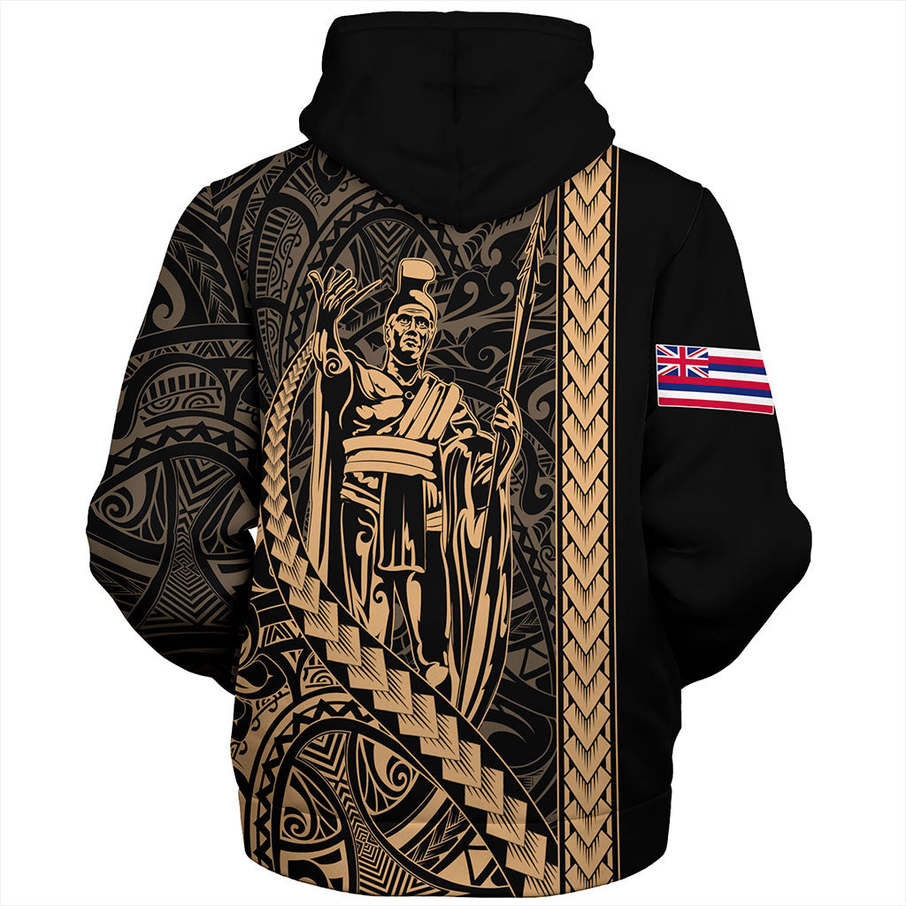Hawaii Sherpa Hoodie Tribal Polynesian King Kamehameha
