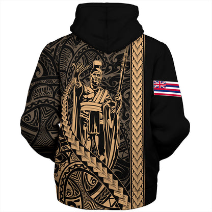 Hawaii Sherpa Hoodie Tribal Polynesian King Kamehameha