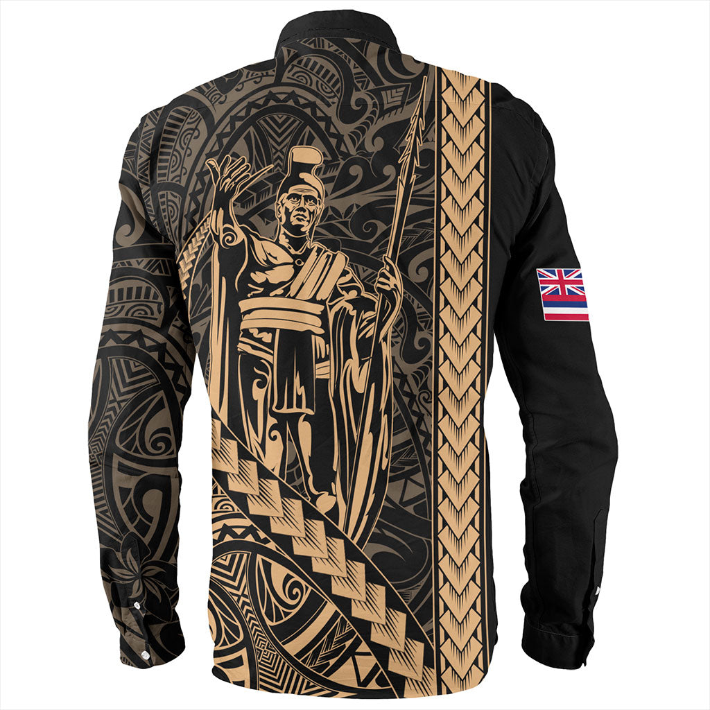 Hawaii Long Sleeve Shirt Tribal Polynesian King Kamehameha