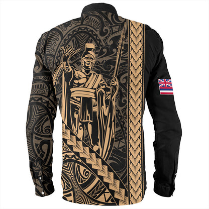 Hawaii Long Sleeve Shirt Tribal Polynesian King Kamehameha