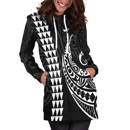 Hawaii Hoodie Dress Kakau Style White