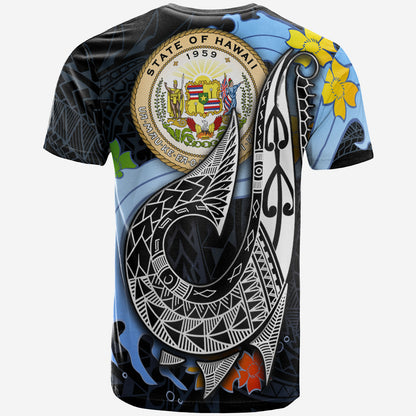 Hawaii Custom Personalised T-Shirt - Fish Hooks And Wave