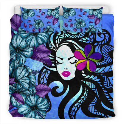 Hawaii Bedding Set Hibiscus Polynesian Hula Girl