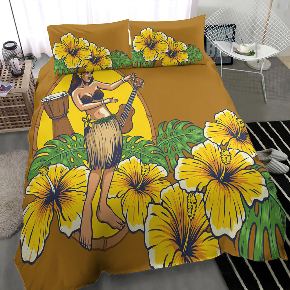 Hawaii Bedding Set Hula Girl Dance Tradition