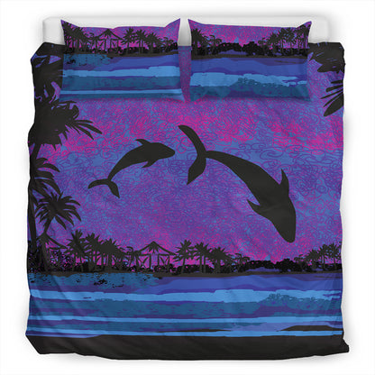 Hawaii Bedding Set Dolphin Dance In Night