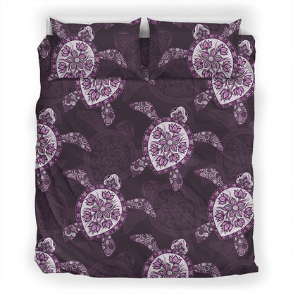 Hawaii Bedding Set Turtle Plumeria Violet