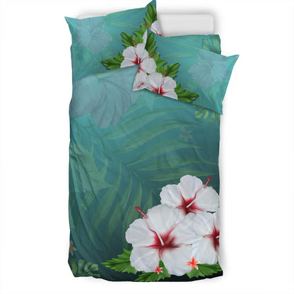 Hawaii Bedding Set Hibiscus White Flower Gleeful