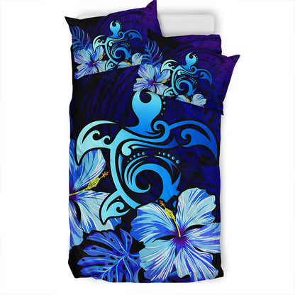 Hawaii Bedding Set Hibiscus Tropical Deep Ocean Turtle Sea