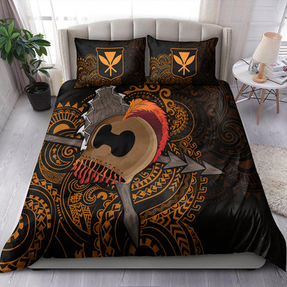 Hawaii Bedding Set Warrior Helmet Polynesian