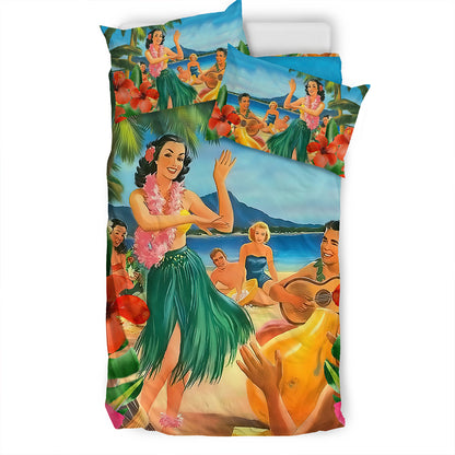Hawaii Bedding Set Hula Dance On Beach