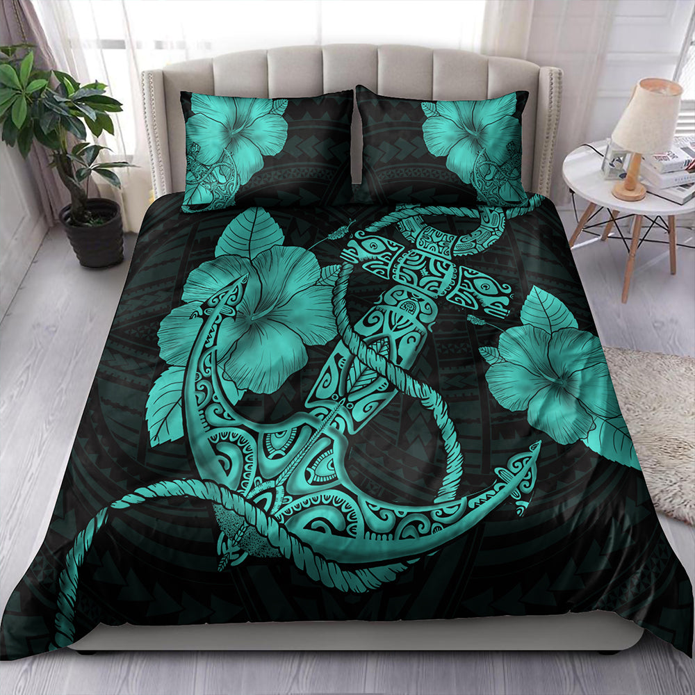Hawaii Bedding Set Anchor Poly Tribal Turquoise
