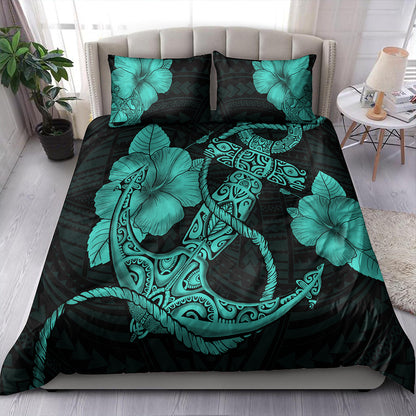 Hawaii Bedding Set Anchor Poly Tribal Turquoise