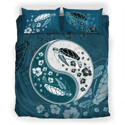 Hawaii Bedding Set Yinyang Turtle Hibiscus