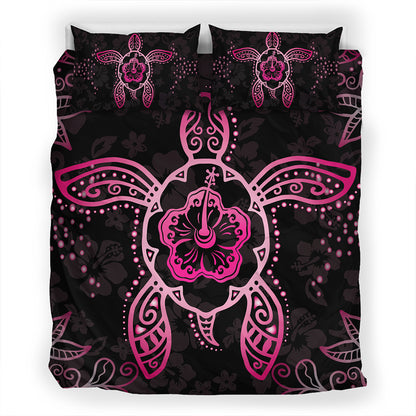 Hawaii Bedding Set Turtle Hibiscus Pink