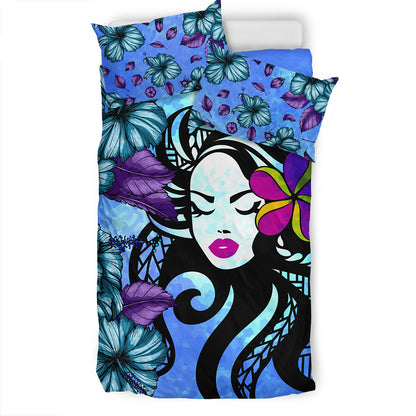 Hawaii Bedding Set Hibiscus Polynesian Hula Girl