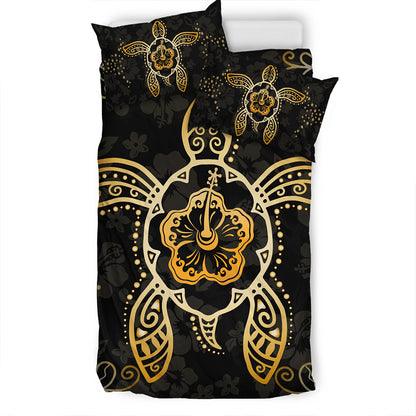Hawaii Bedding Set Golden Hibiscus And Turtle