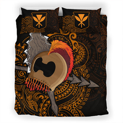 Hawaii Bedding Set Warrior Helmet Polynesian