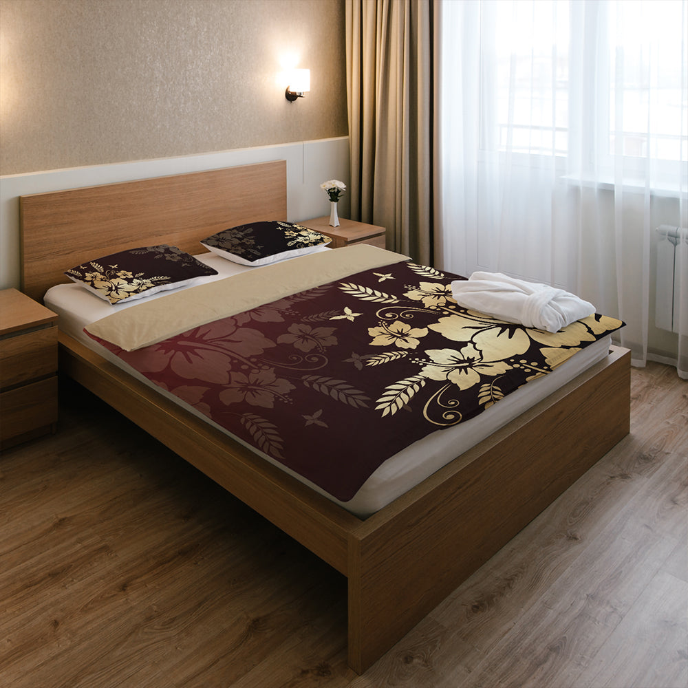 Hawaii Bedding Set Hibiscus Golden Royal