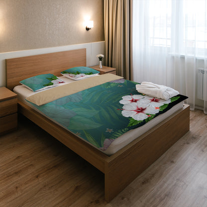 Hawaii Bedding Set Hibiscus White Flower Gleeful