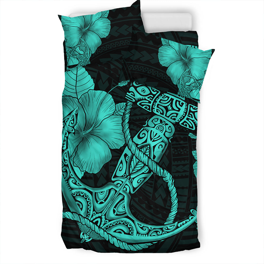Hawaii Bedding Set Anchor Poly Tribal Turquoise