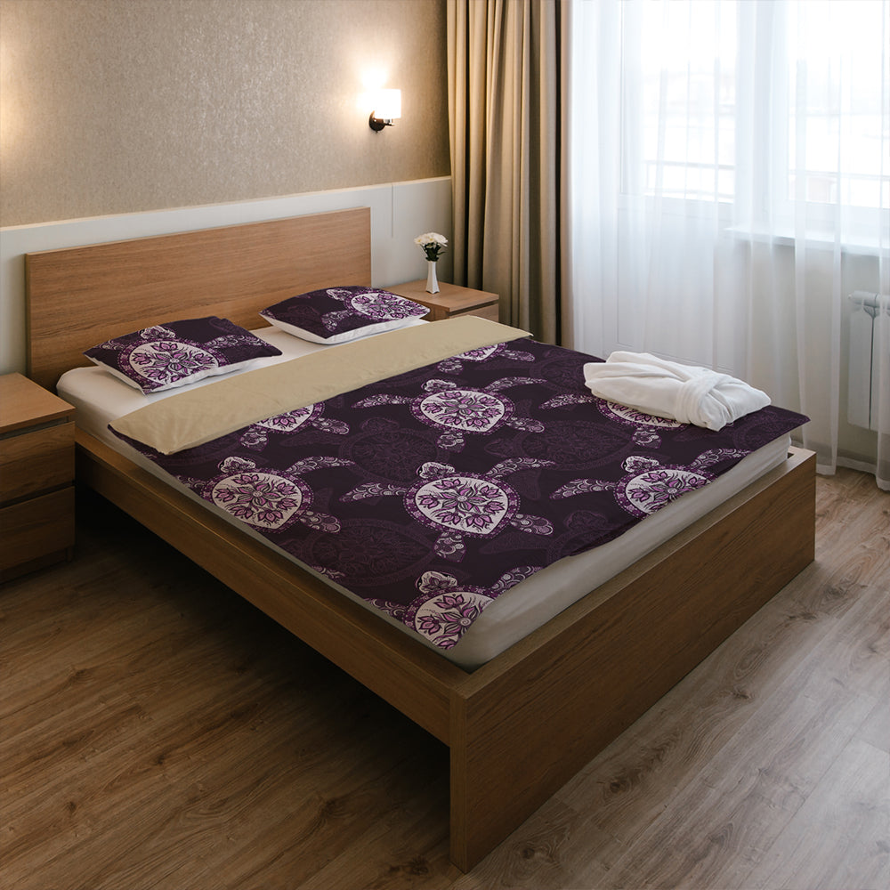 Hawaii Bedding Set Turtle Plumeria Violet