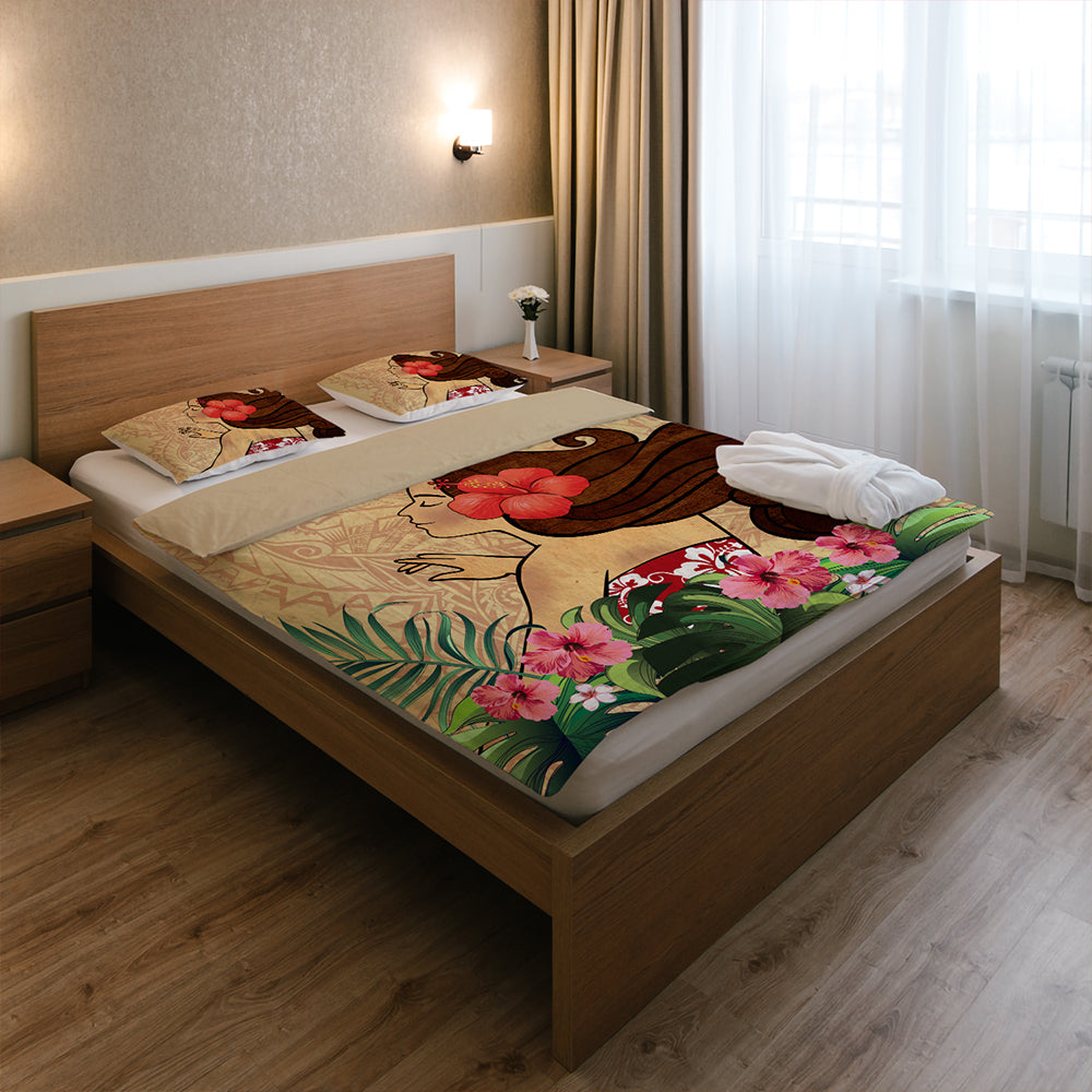 Hawaii Bedding Set Beautiful Hula Girl Hibiscus Tropical