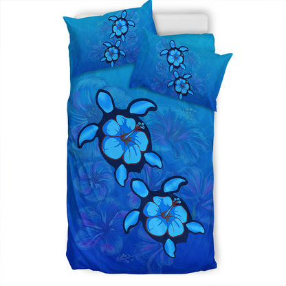 Hawaii Bedding Set Turtle Hibiscus Ocean