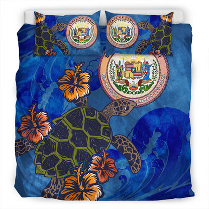 Hawaii Bedding Set Seal Hibiscus Ocean Pin Light Turtle Sea