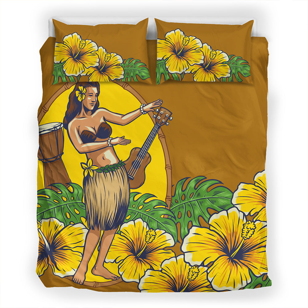 Hawaii Bedding Set Hula Girl Dance Tradition