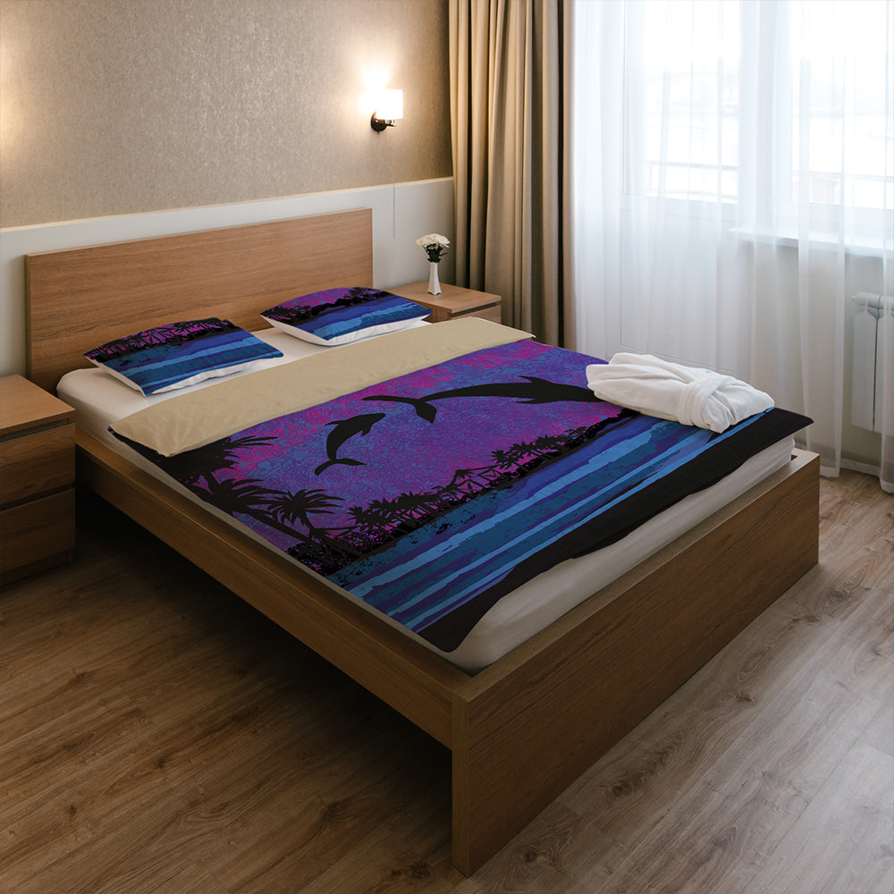 Hawaii Bedding Set Dolphin Dance In Night