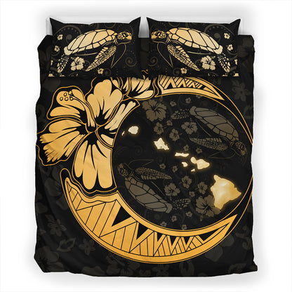 Hawaii Bedding Set Hibiscus Map On The Moon