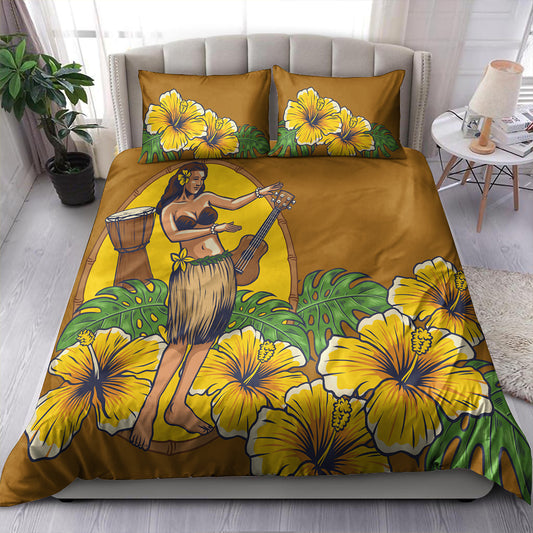 Hawaii Bedding Set Hula Girl Dance Tradition