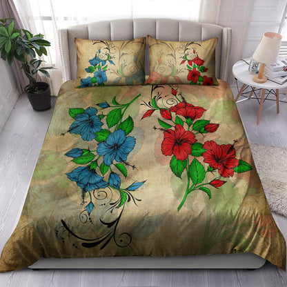 Hawaii Bedding Set Hibiscus Blue And Red