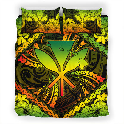 Hawaii Bedding Set Kanaka Maoli Map Hibiscus Polynesian Kanu