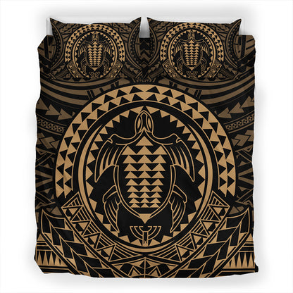Hawaii Bedding Set Kakau Honu Arc Polynesian Gold