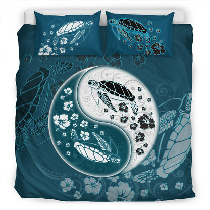 Hawaii Bedding Set Yinyang Turtle Hibiscus