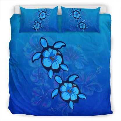 Hawaii Bedding Set Turtle Hibiscus Ocean