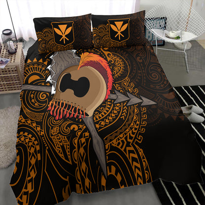 Hawaii Bedding Set Warrior Helmet Polynesian
