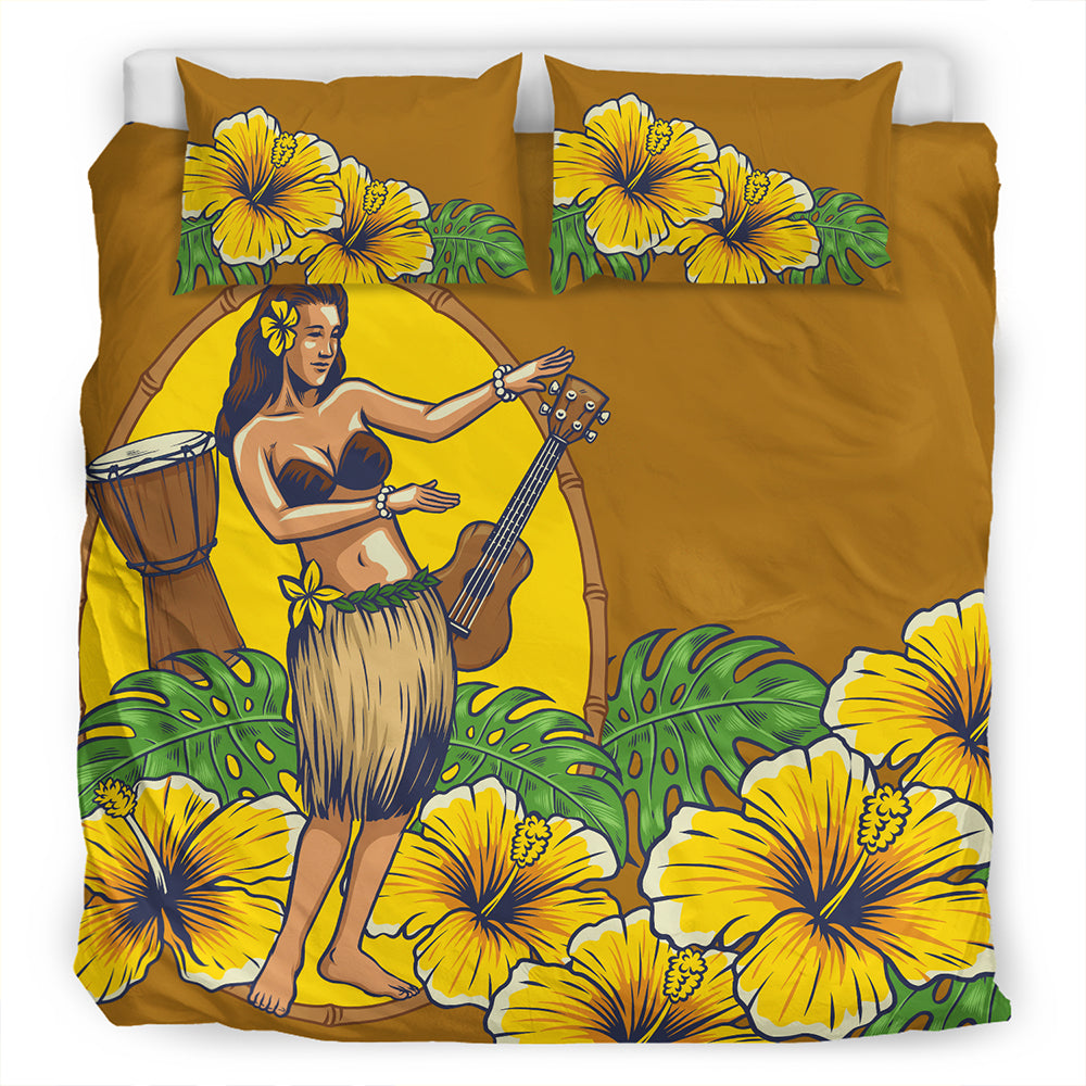 Hawaii Bedding Set Hula Girl Dance Tradition