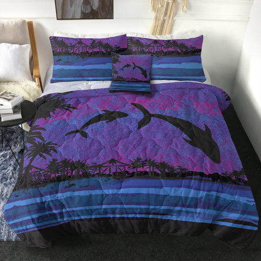 Hawaii Comforter Dolphin Dance In Night