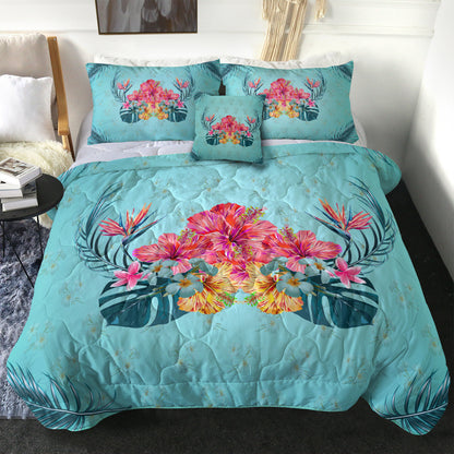 Hawaii Comforter Flower Hibicus Plumeria Centre