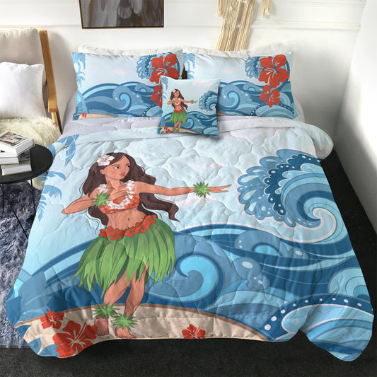 Hawaii Comforter Hula Dance Cartoon
