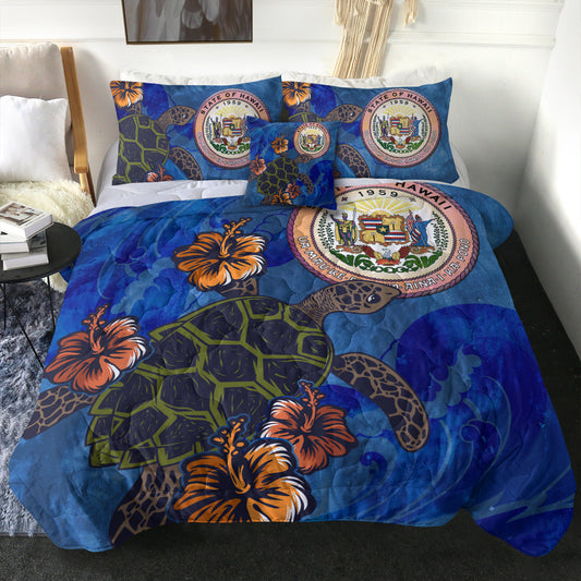 Hawaii Comforter Seal Hibiscus Ocean Pin Light Turtle Sea