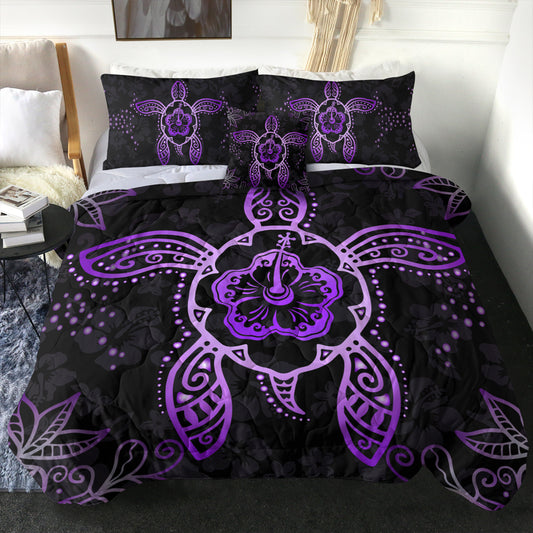Hawaii Comforter Turtle Hibiscus Violet